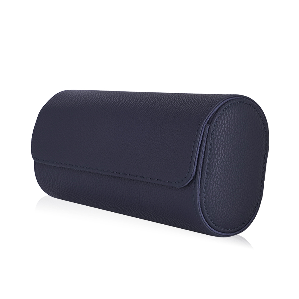 Travel Leather Storage Bag for 3 Watches - Blue / Blue Velvet