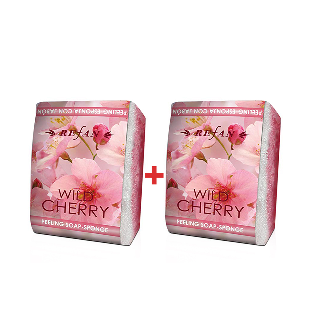 Set of two Peeling Sponge Soap With Wild Cherry - 75 g