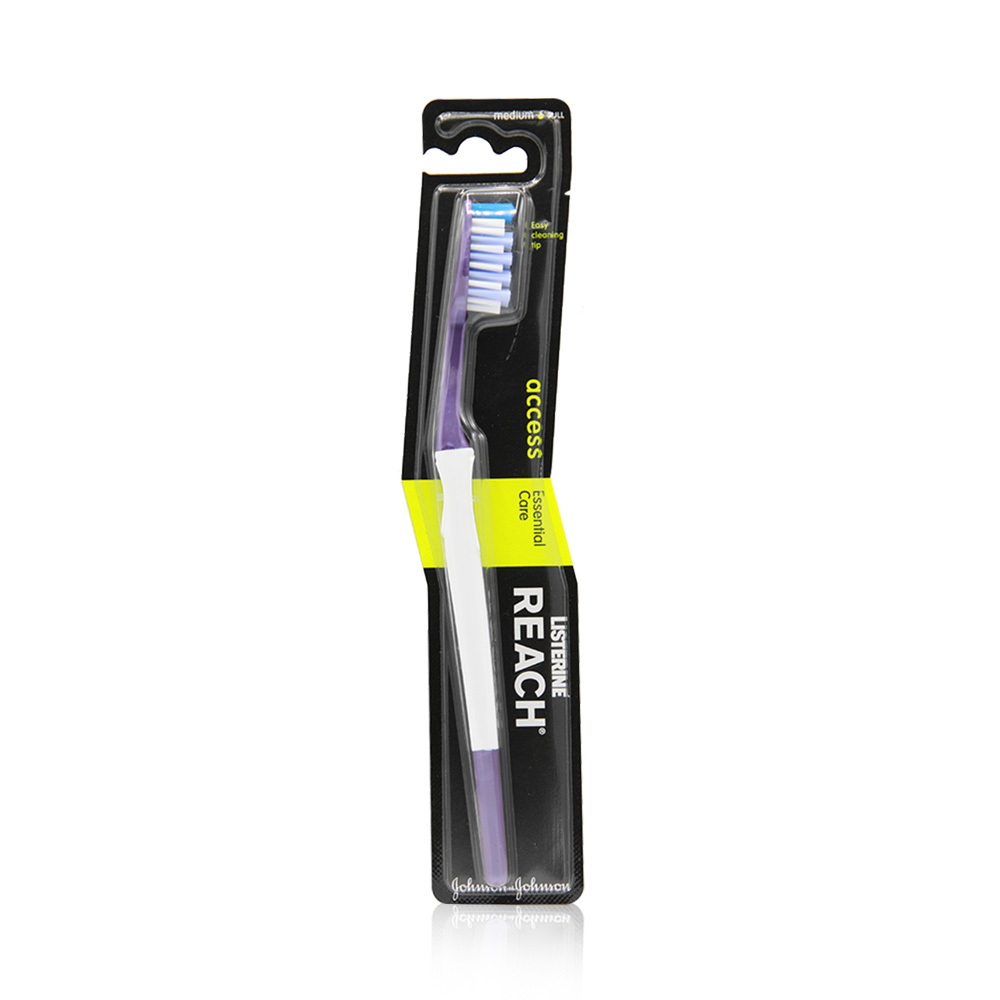 Reach Access Essential Care Medium Toothbrush - White And Navy Blue
