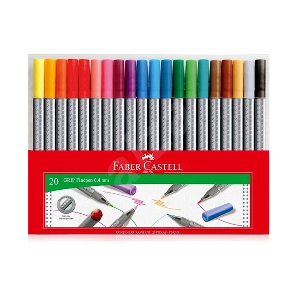 Finepen Grip 0.4mm - Set of 20 colors