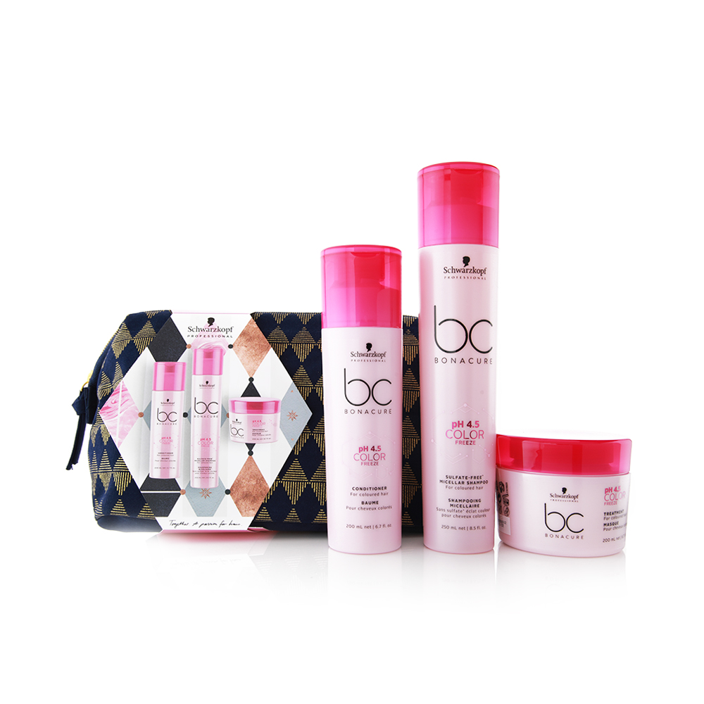 Bonacure Color Freeze Shampoo 250 Ml + Conditioner 200 Ml + Hair Treatment 200 Ml + Bag
