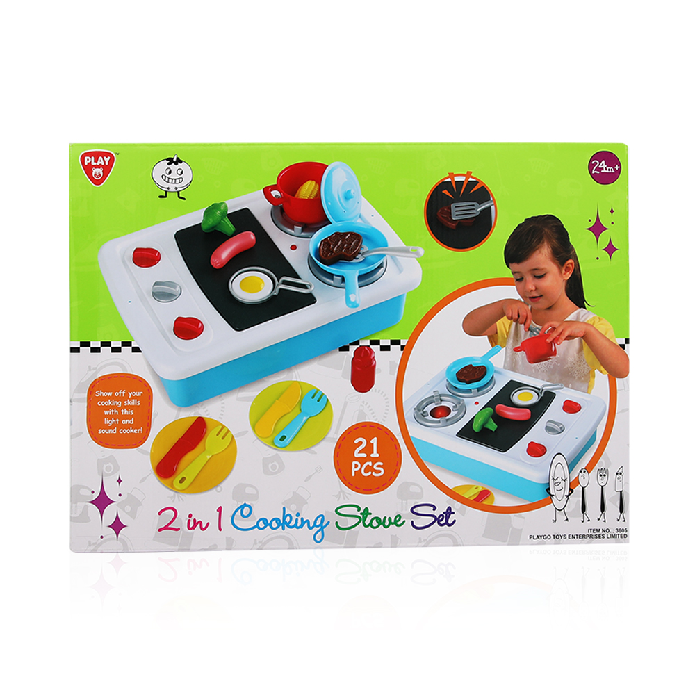 2 In 1 Cooking Stove Set Battery Operated -21 Pcs - Age 3+