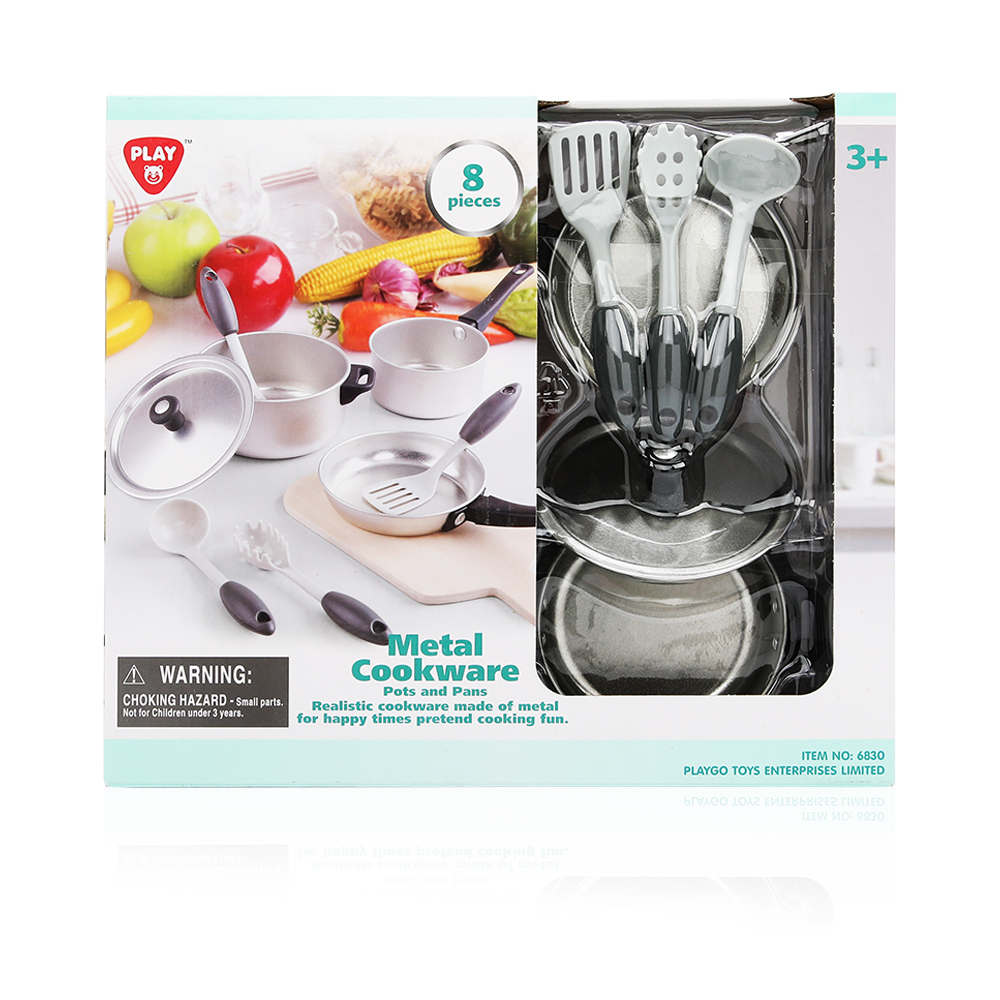 Pots And Pans Metal Cookware - 8 Pcs - Age 3+