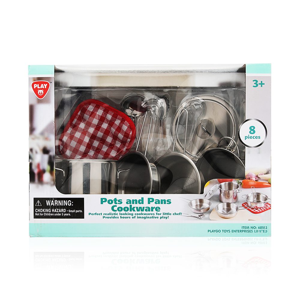 Pots And Pans Cookware Macaroon - 8 Pcs - Age 3+
