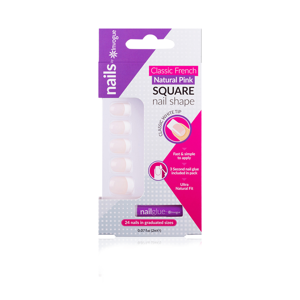 Acrylic Square Nails - French Pink