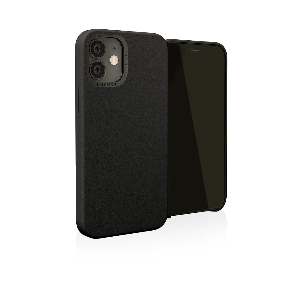Magnetic Leather Case For Iphone 12 Mini - Black