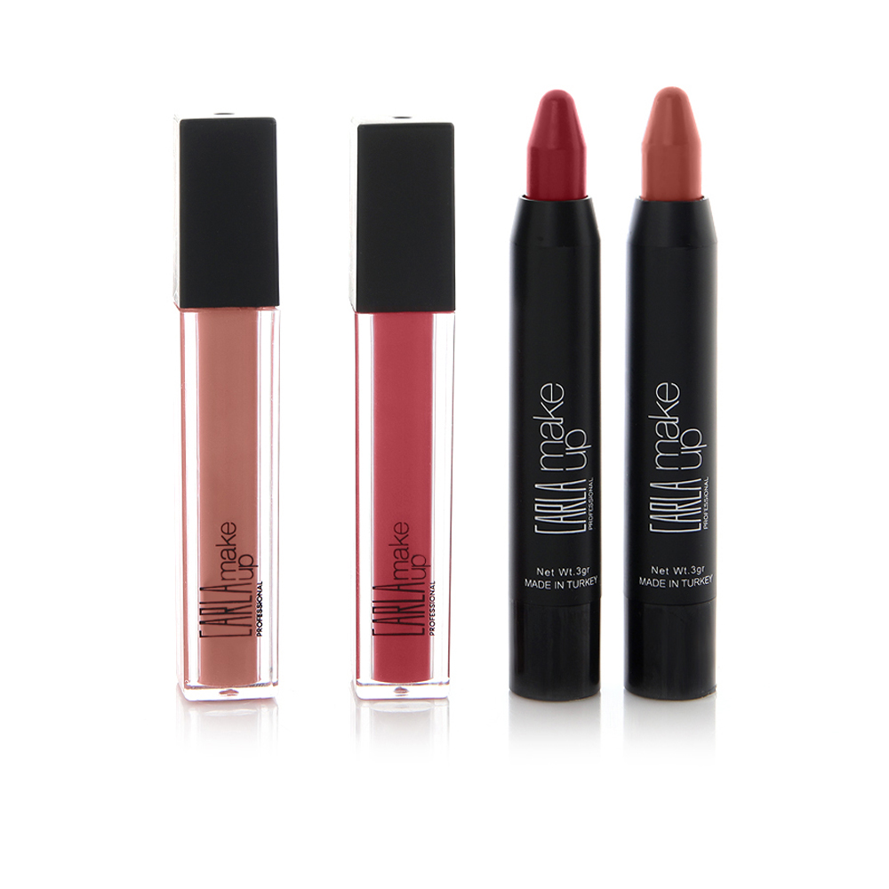 Long Lasting Lip Gloss + Lip Crayon Set - 4pcs - N 552