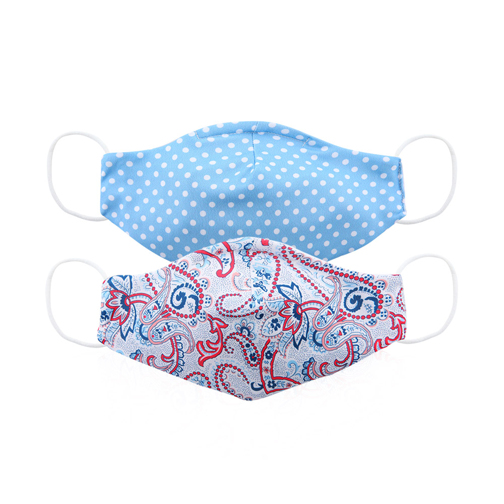 Double Layer Blue Pattern Face Mask For Kids 3-10 Years Old