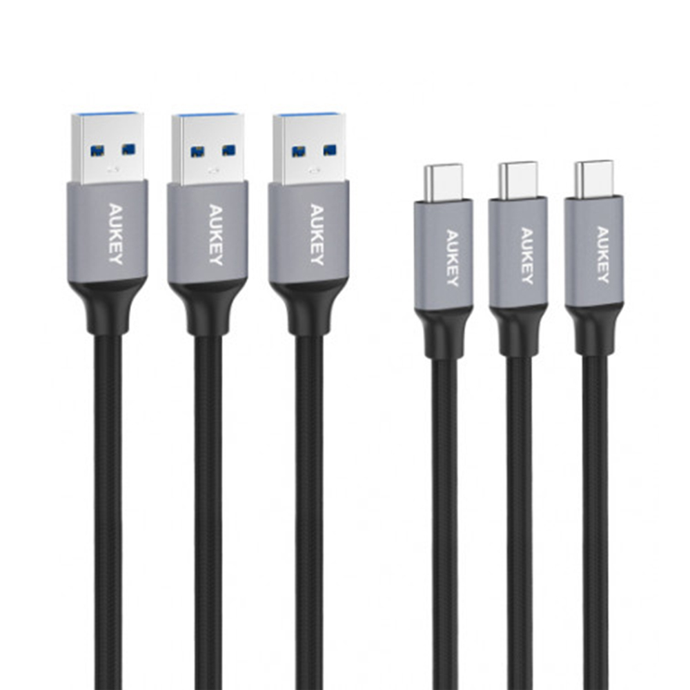 3-Pack Braided Nylon Usb 3.0 To Usb-C Cable  (1M / 3.3Ft) - Black