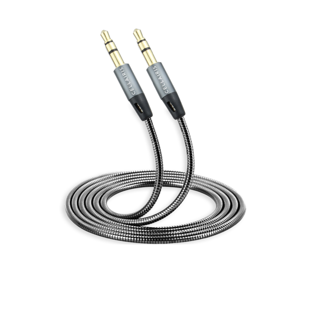 Aluminum Stainless Auxiliary AUX Cable - Gray