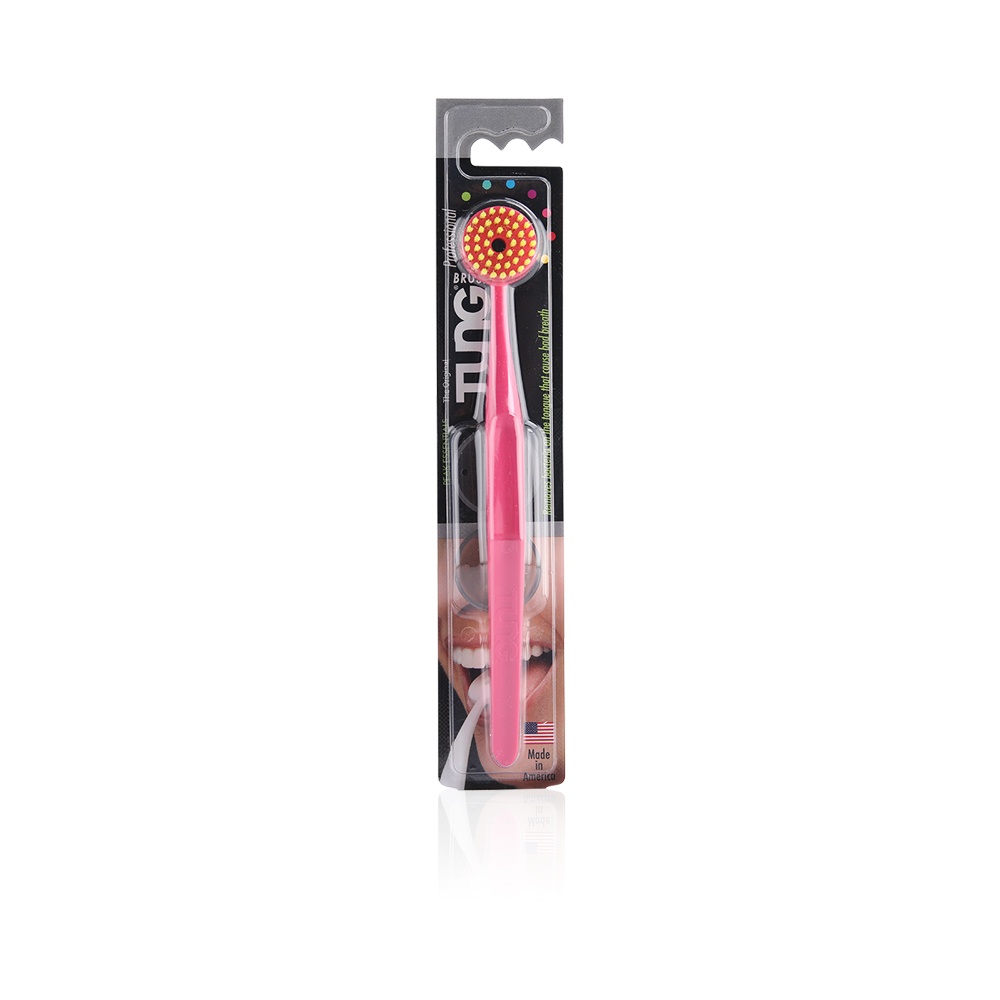 Tongue Brush Cleaner With Cap - Pink