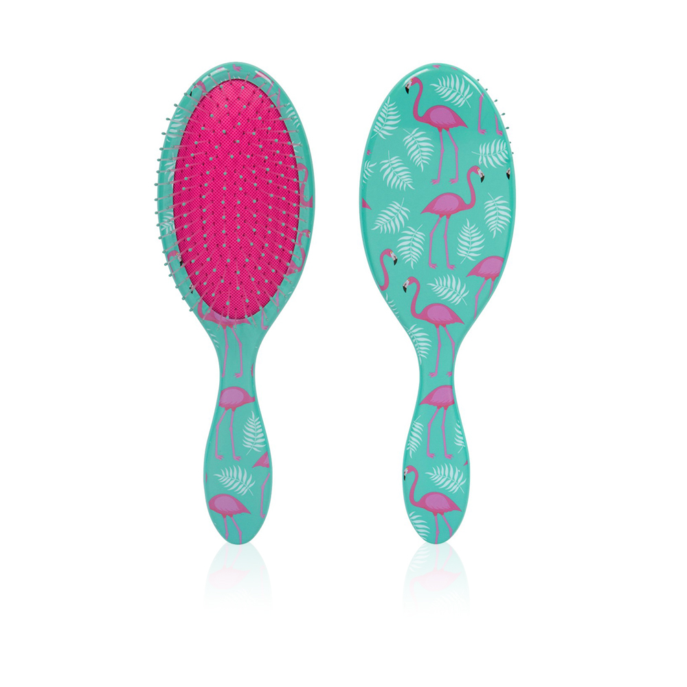Hair Detangler Wet-n-dry Hair Brush - Teal Flamingo