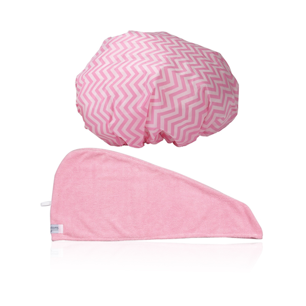 Hair Turban & Shower Cap - Pink