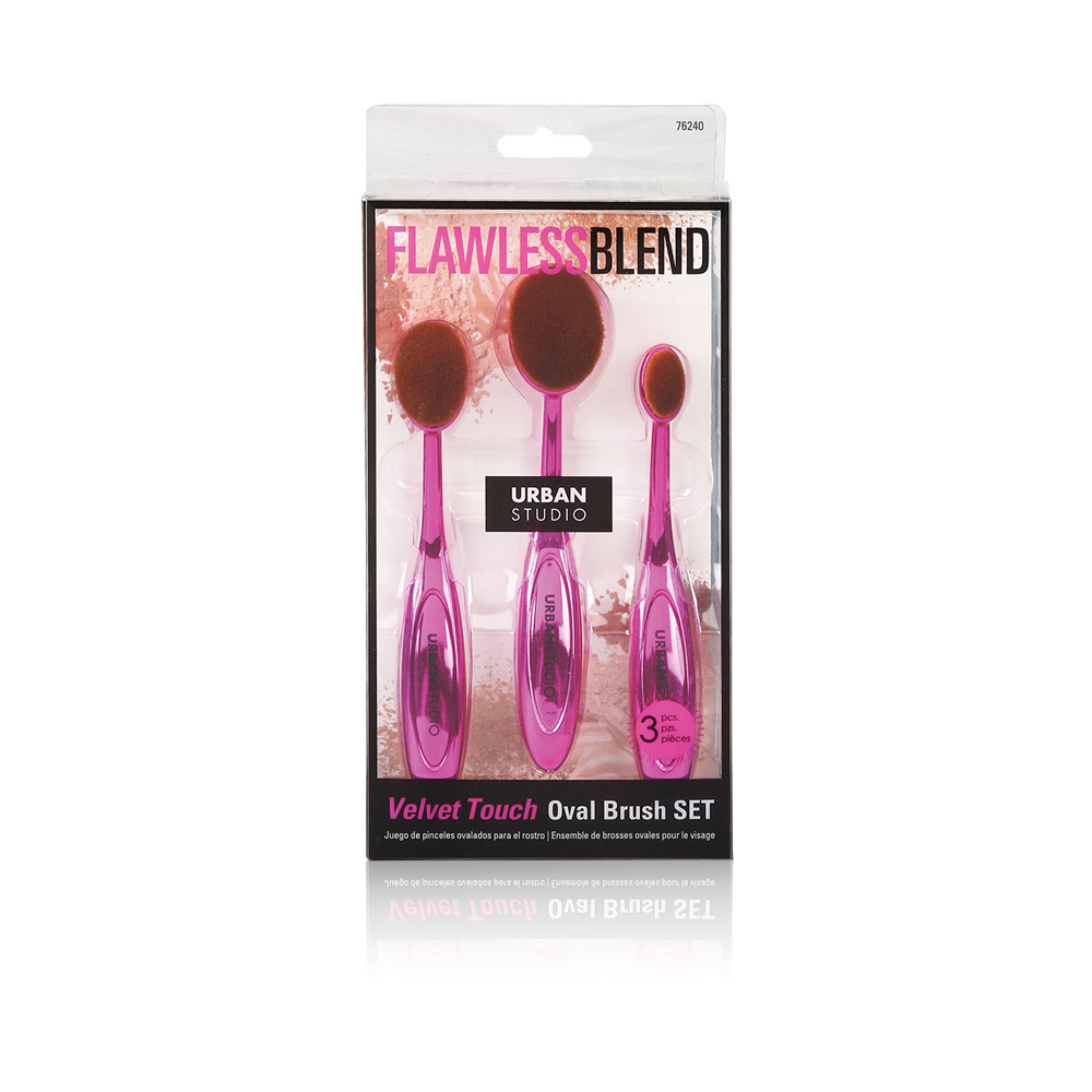 Oval Facial Brush Set 3pcs - Hot Pink