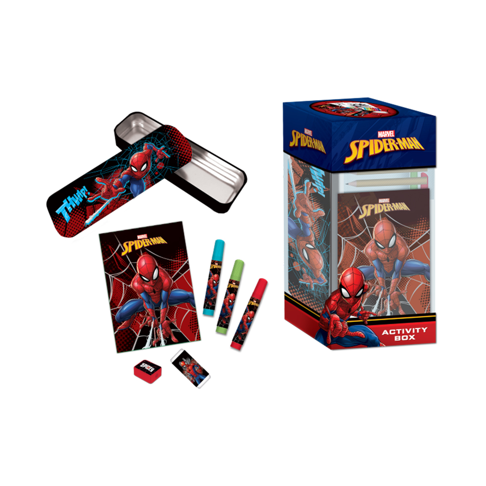 Spiderman Coloring Set With Metal Pencil Case