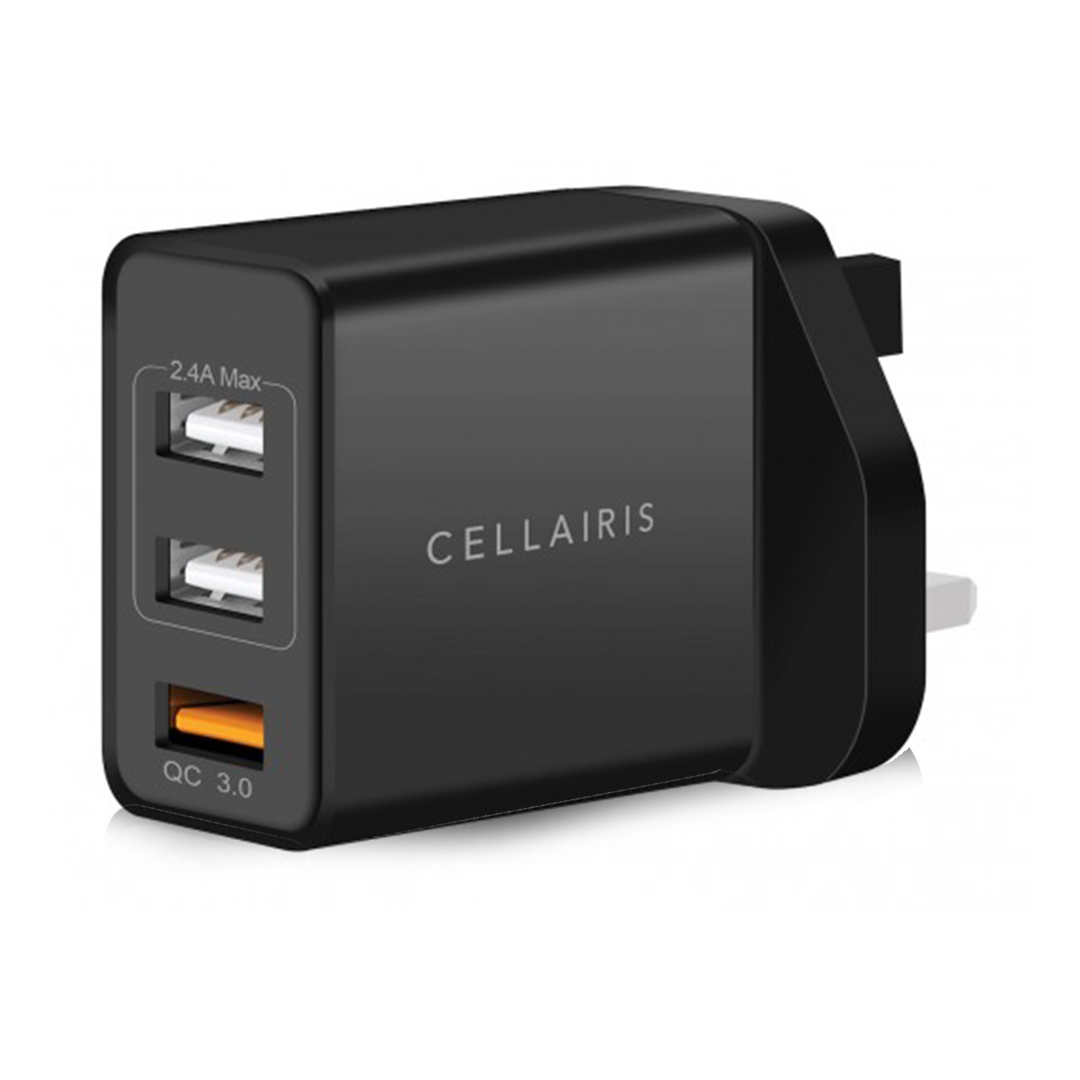 Trio Usb Wall Charger - Black 