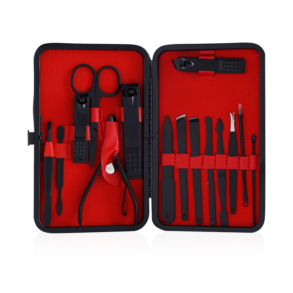 Premium Manicure Set - 15 pices - Black / Red