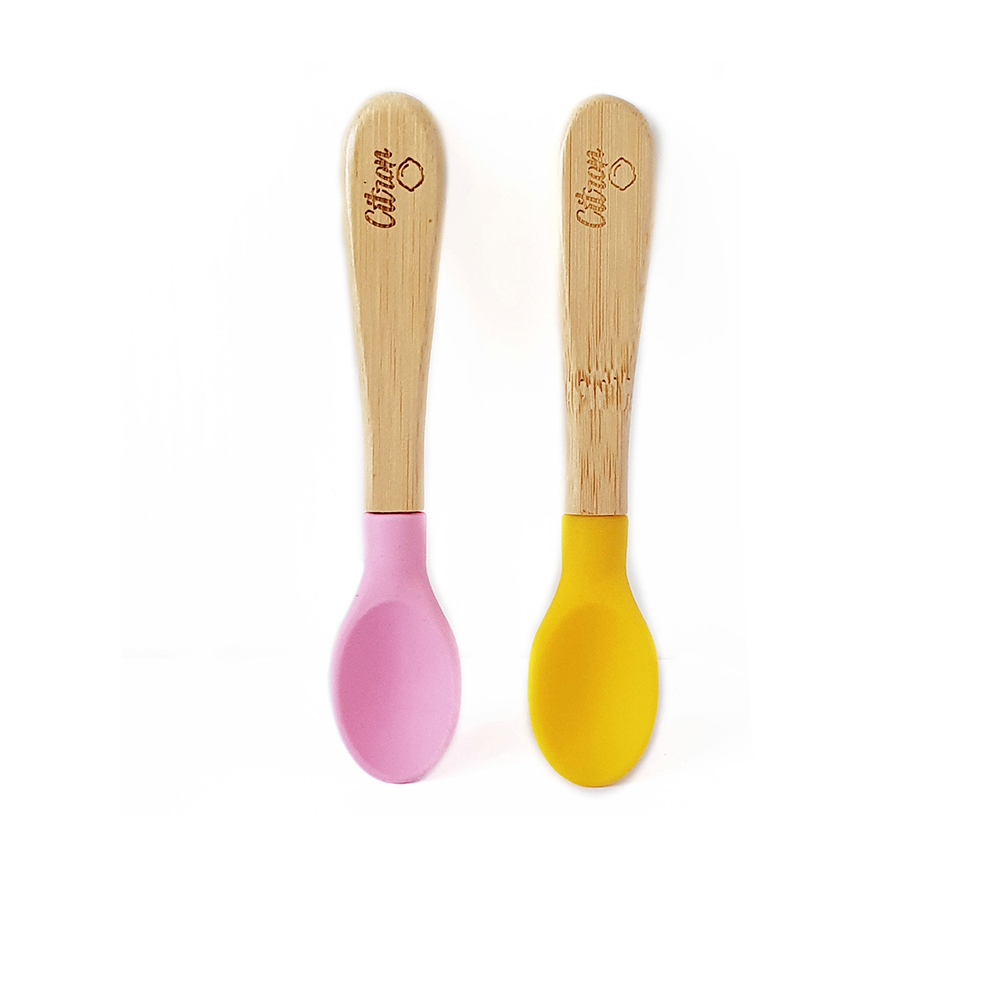 Set Of Bamboo Spoons ‐ Yellow & Pink   