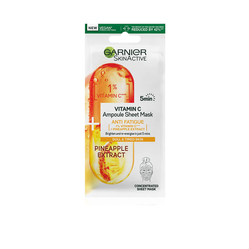 Skin Active 5 min Detox Ampoule Sheet Mask Pineapple & 1% Vitamin C