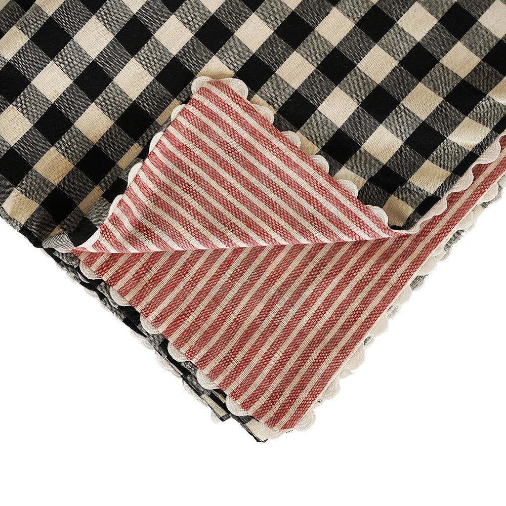 Double Face Dinning Table Cover - 100*100 - Black + White 