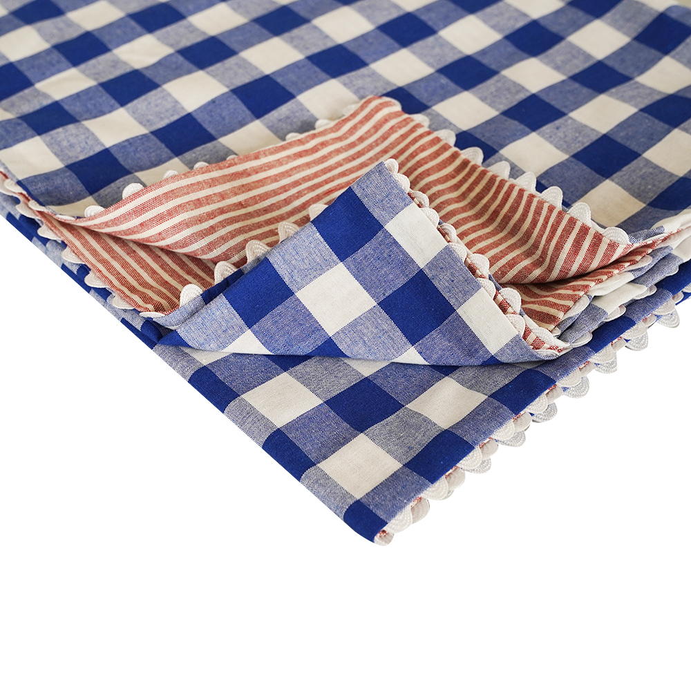 Double Face Dinning Table Cover - 100*150 - Blue + White 