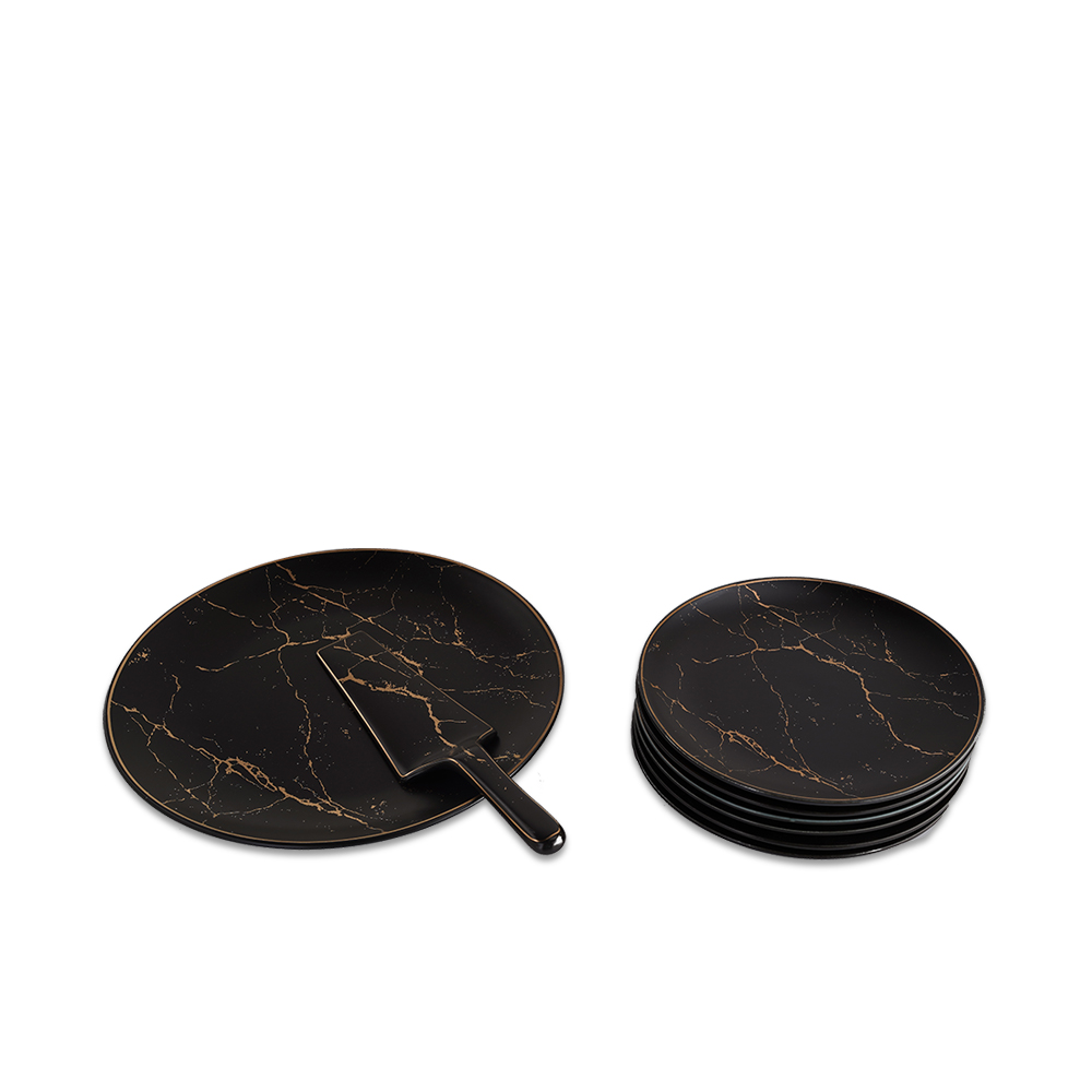 Set Of 6 Small Plates and 1 Big Knife - Dg3004 E  