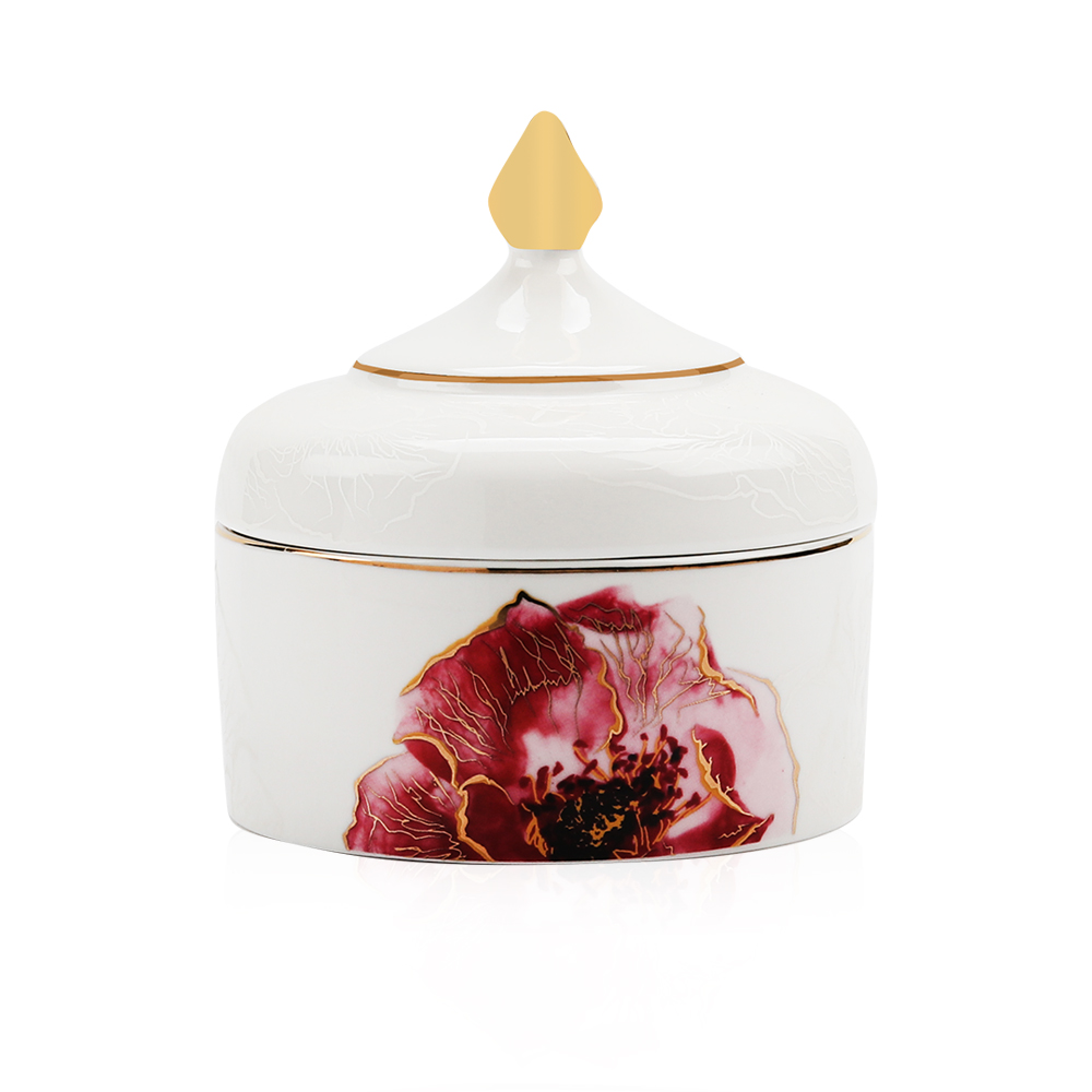 Date Bowl With Cover Floral Design Camillia Collection - Et1114