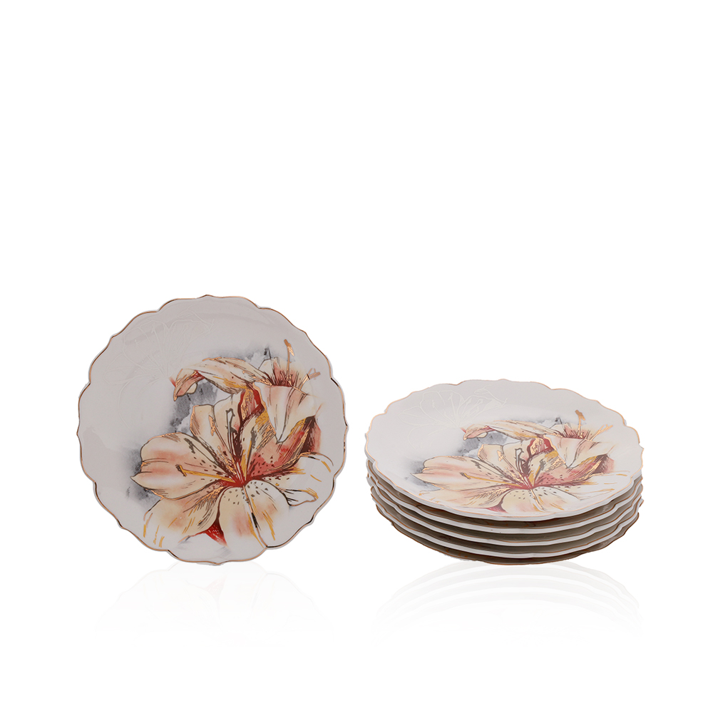 Set Of 6 Big Plates Lily Collection - ET1142