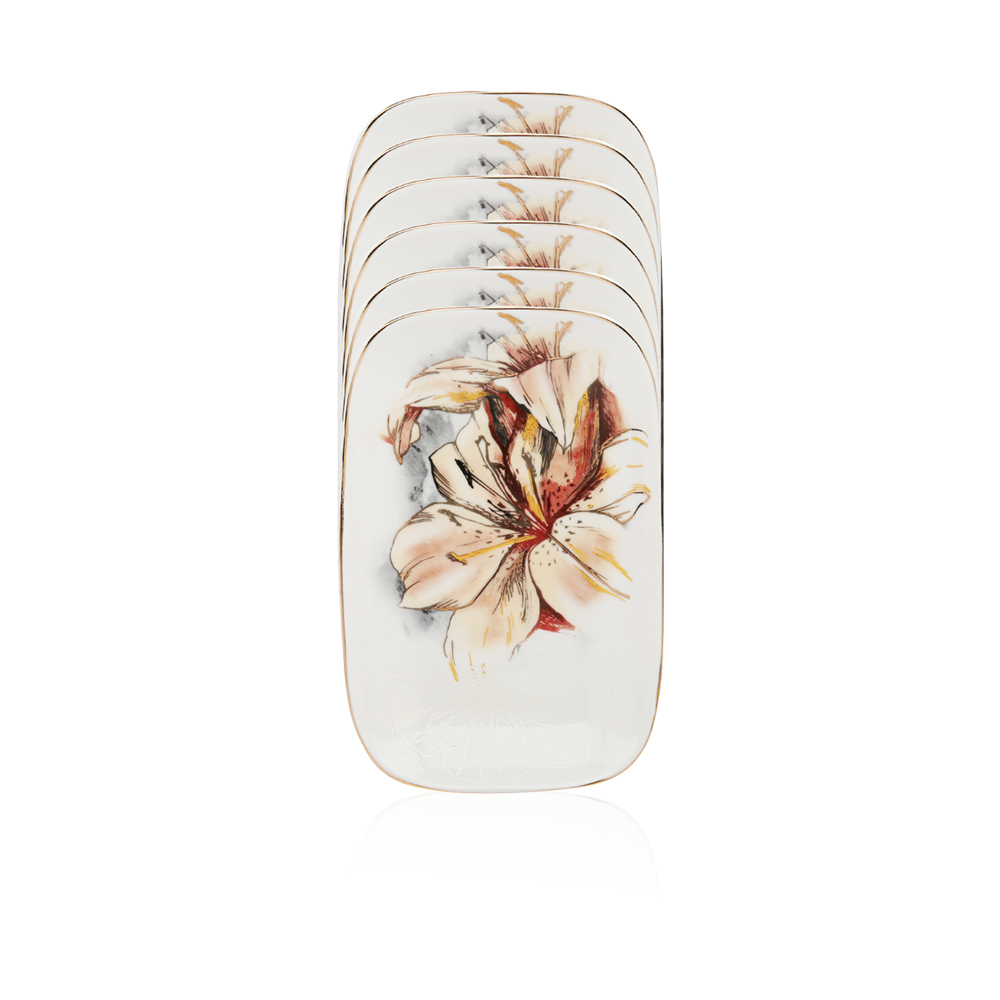 Set Of 6 Plates For Nuts Lily Collection - Et1144