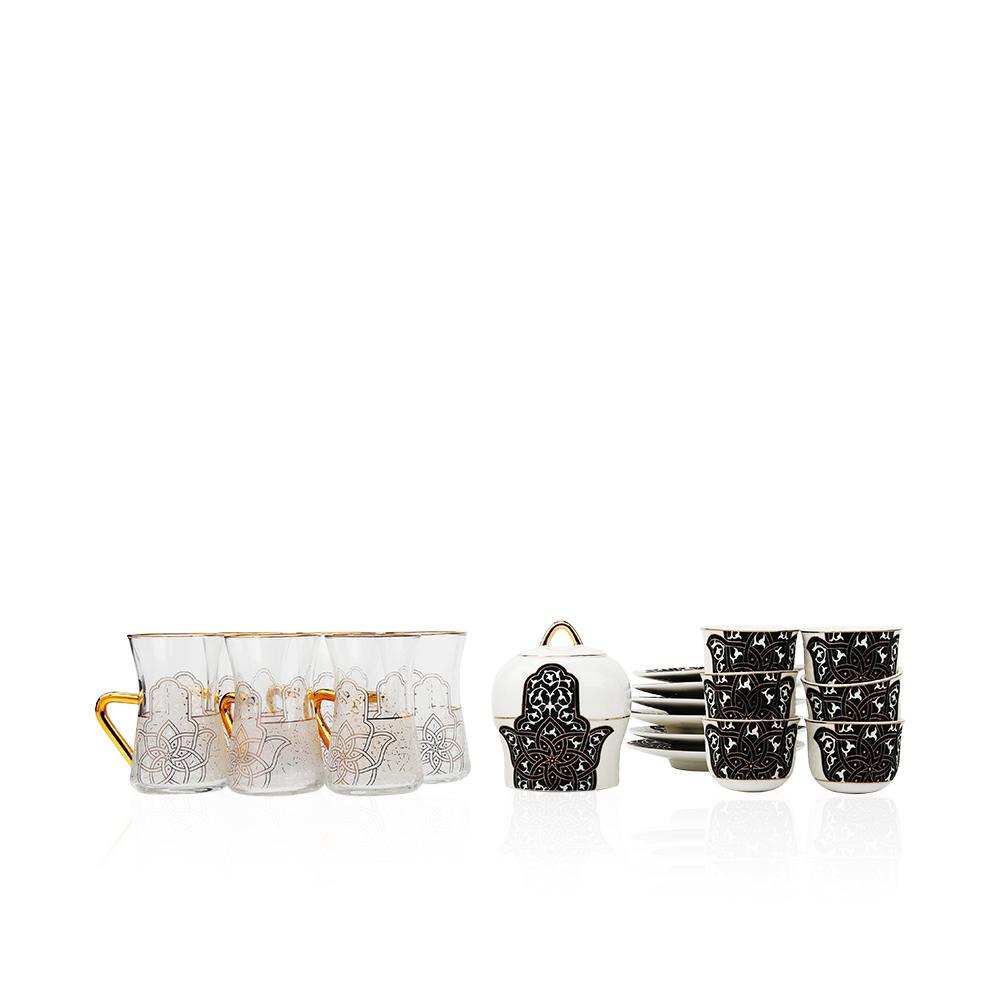 6 Tea, 6 Saucers, 6 Gahwa Cup, And 1 Sugar Bowl Spirit Of Ancient - Gy1040