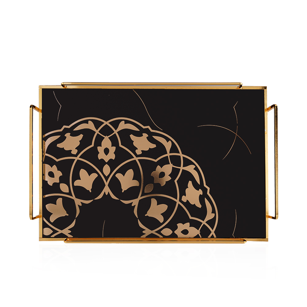 Rectangle Serving Tray - Gold And Black