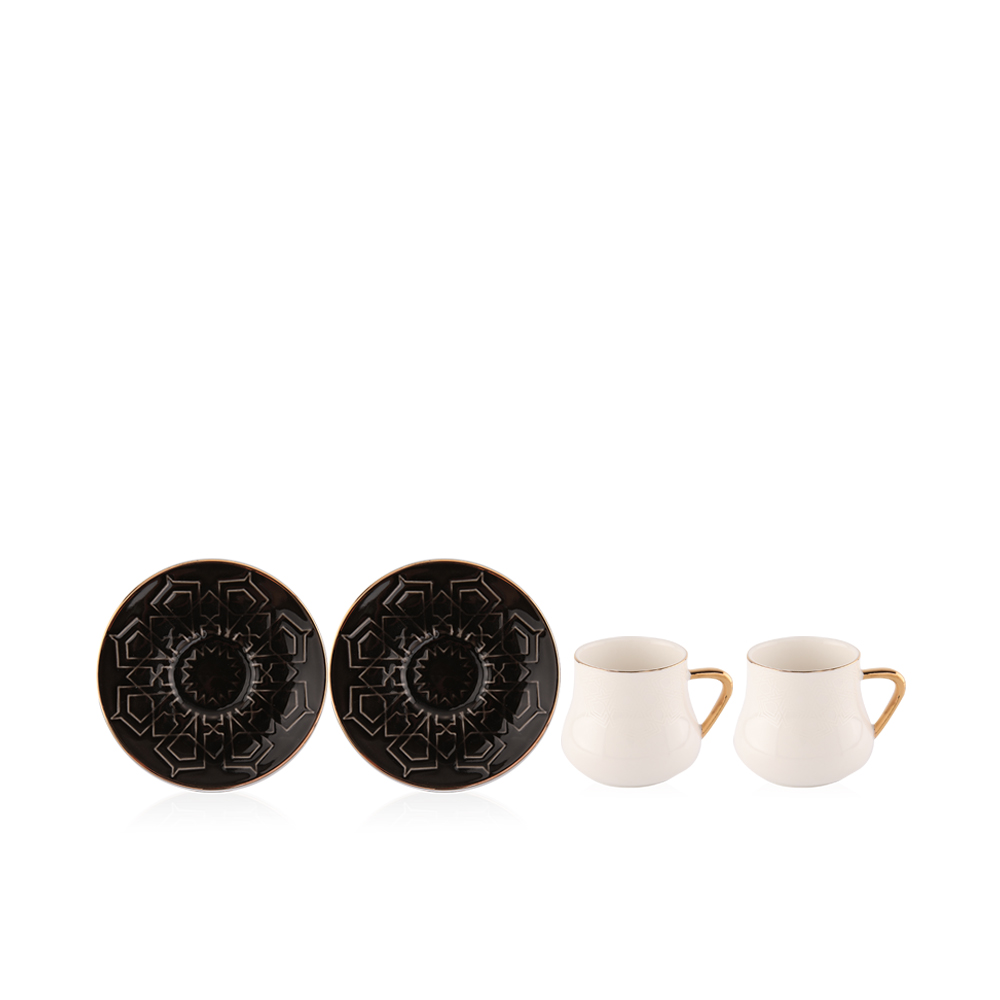 Topkapi 2 Cup & 2 Saucer Set - Black - ET1195