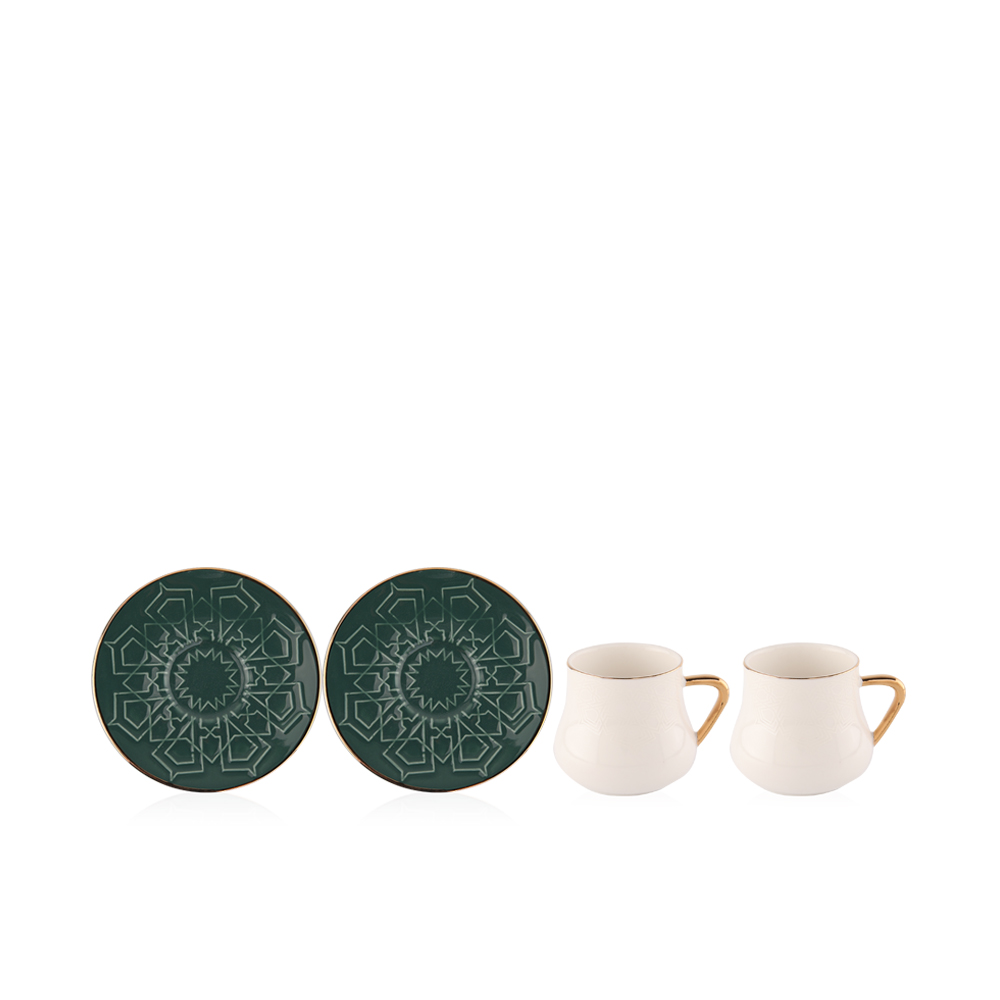 Topkapi 2 Cup & 2 Saucer Set - Dark Green - ET1197