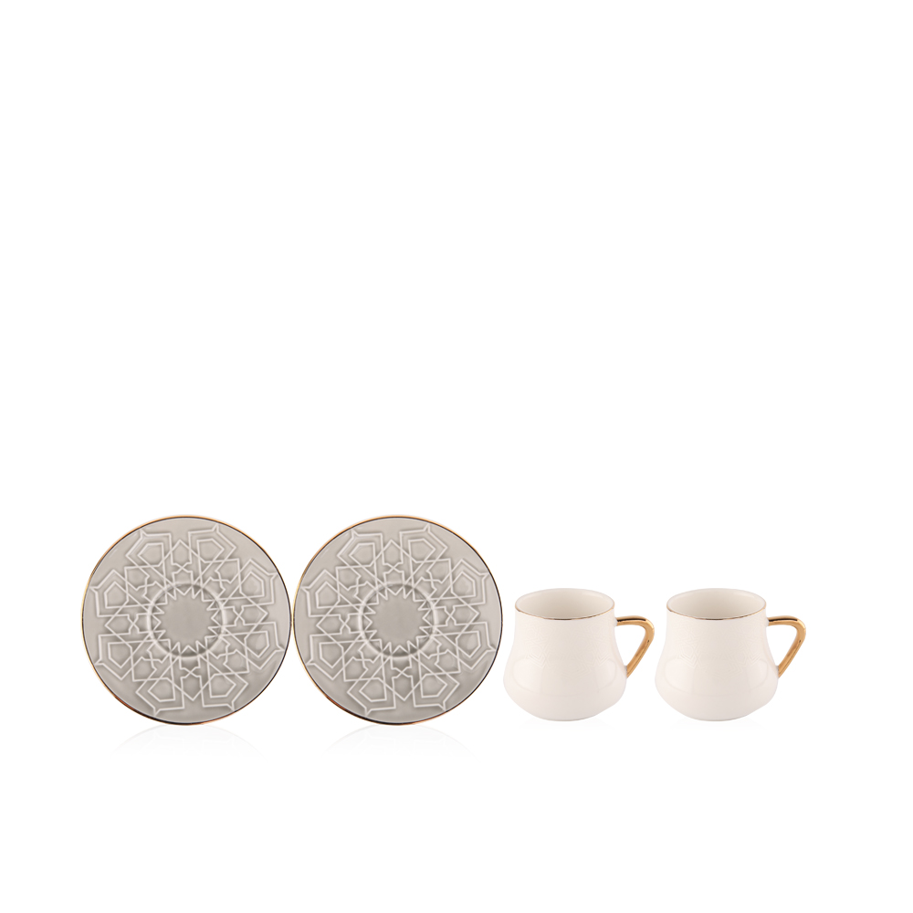 Topkapi 2 Cup & 2 Saucer Set - Gray - ET1206