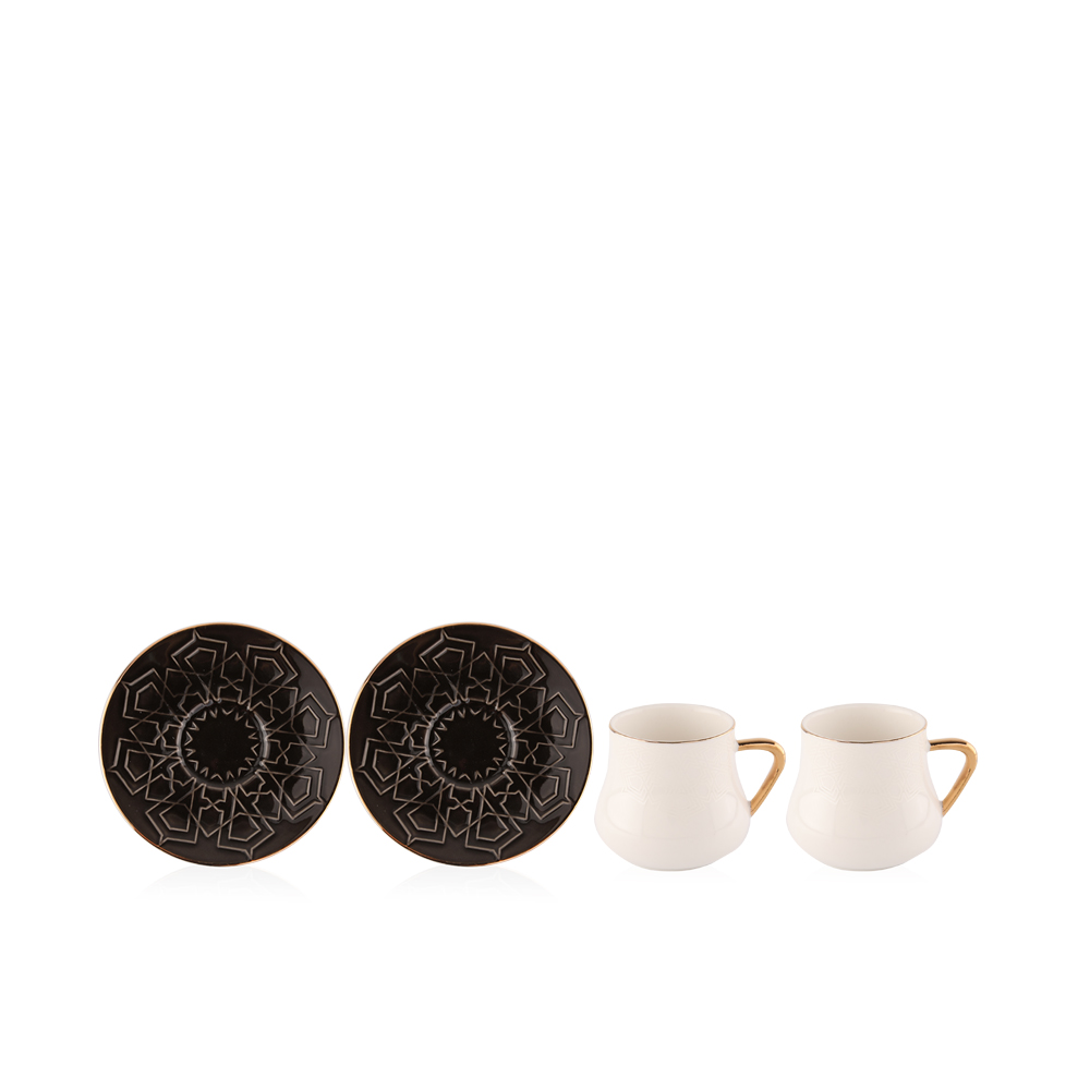 Topkapi 2 Cup & 2 Saucer Set - Black - ET1207