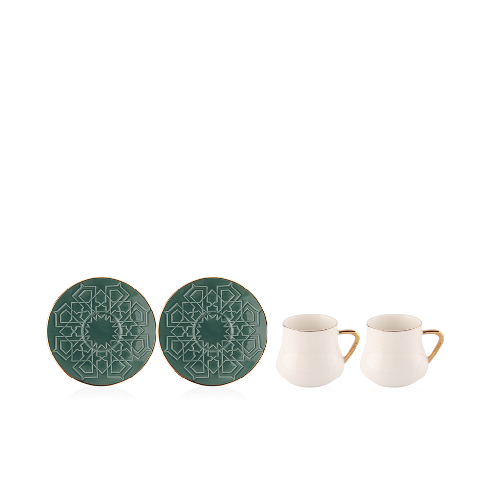 Topkapi 2 Cup & 2 Saucer Set - Dark Green - ET1209
