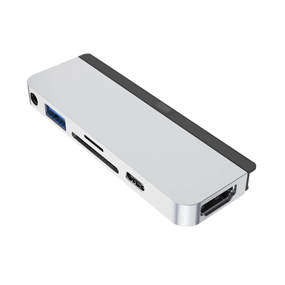 6 in 1 USB-C Hub For iPad Pro 2018 - Silver