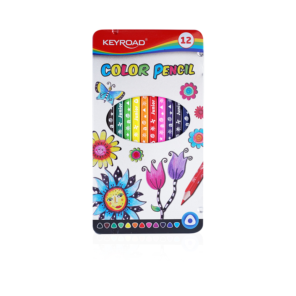 Tringluar Color pencils Tin Box - 12 Color