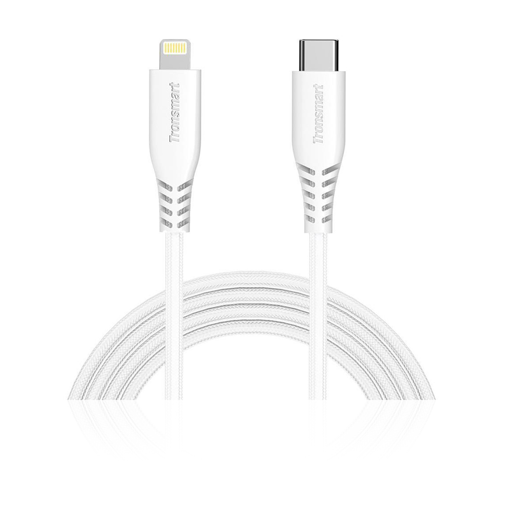 Double Braided Nylon Usb-C To Lightning Cable - White