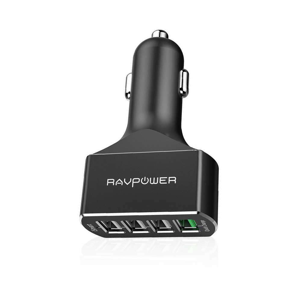RP-VC003 54W 4-Port QC3.0 Car Charger - Black