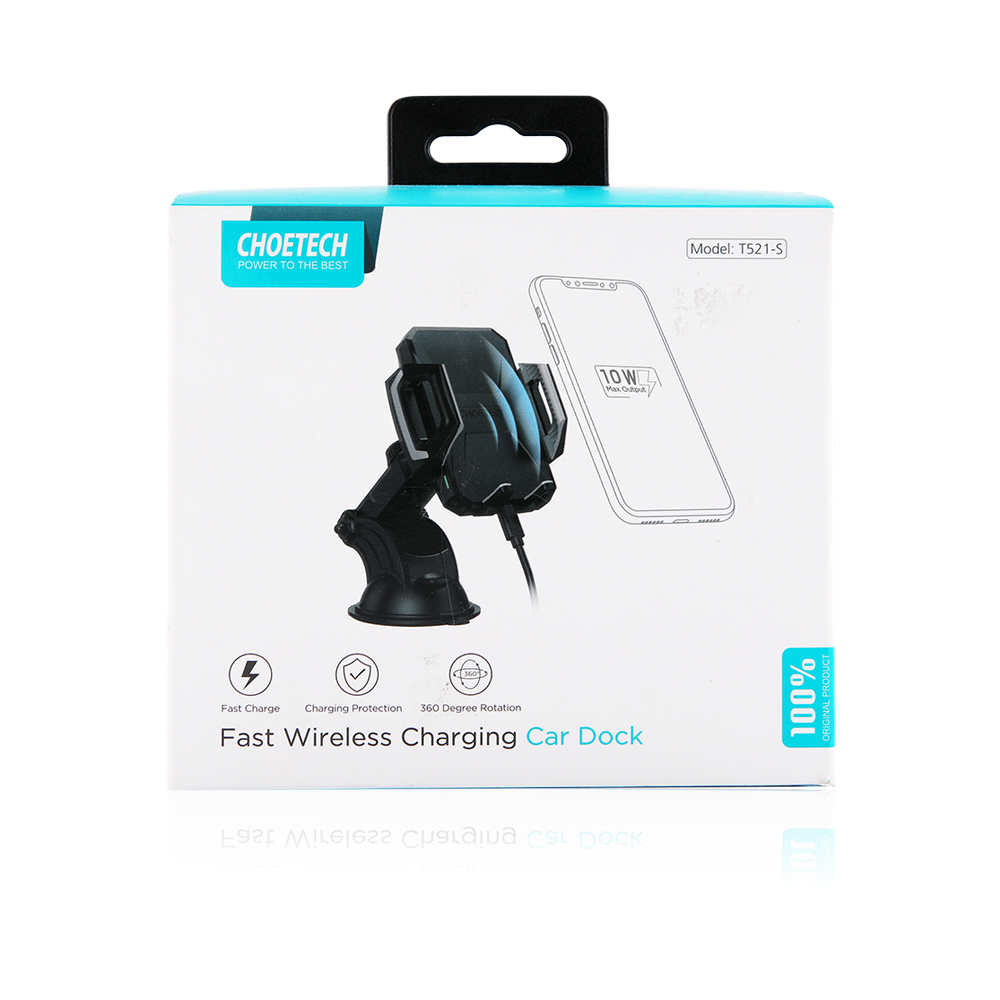 Fast Wireless Car Charging Dock - Black