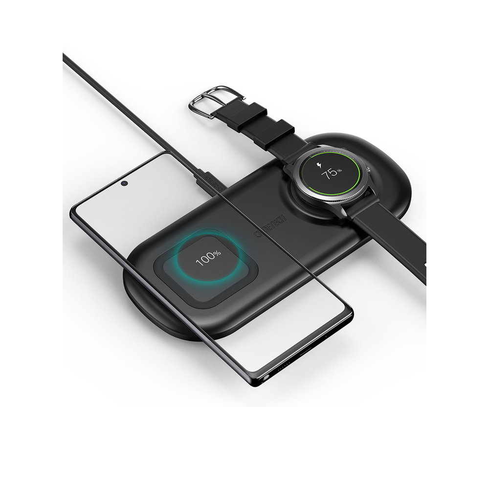 2 In 1 Wireless Charger, 10W Max Wireless Charging Pad With Adapter For Galaxy Watch