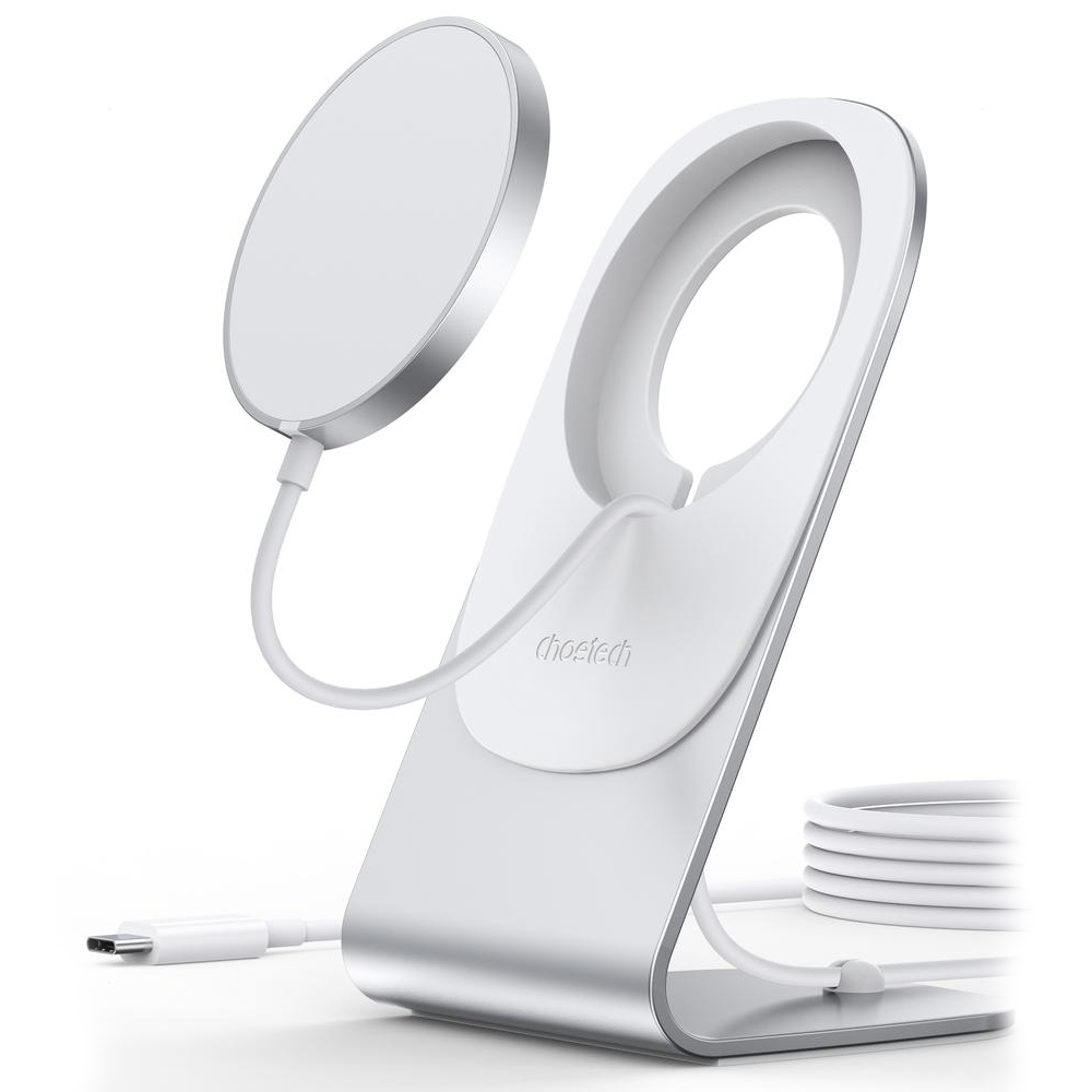 Magnetic Fast Wireless Charging Stand Holder with 5ft USB-C Cable for iPhone 12 - H047+T517