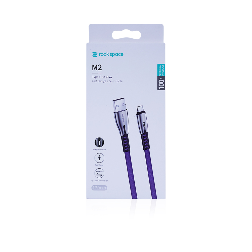 C4 C TO A 5A Charge & Sync Round Cable - Blue