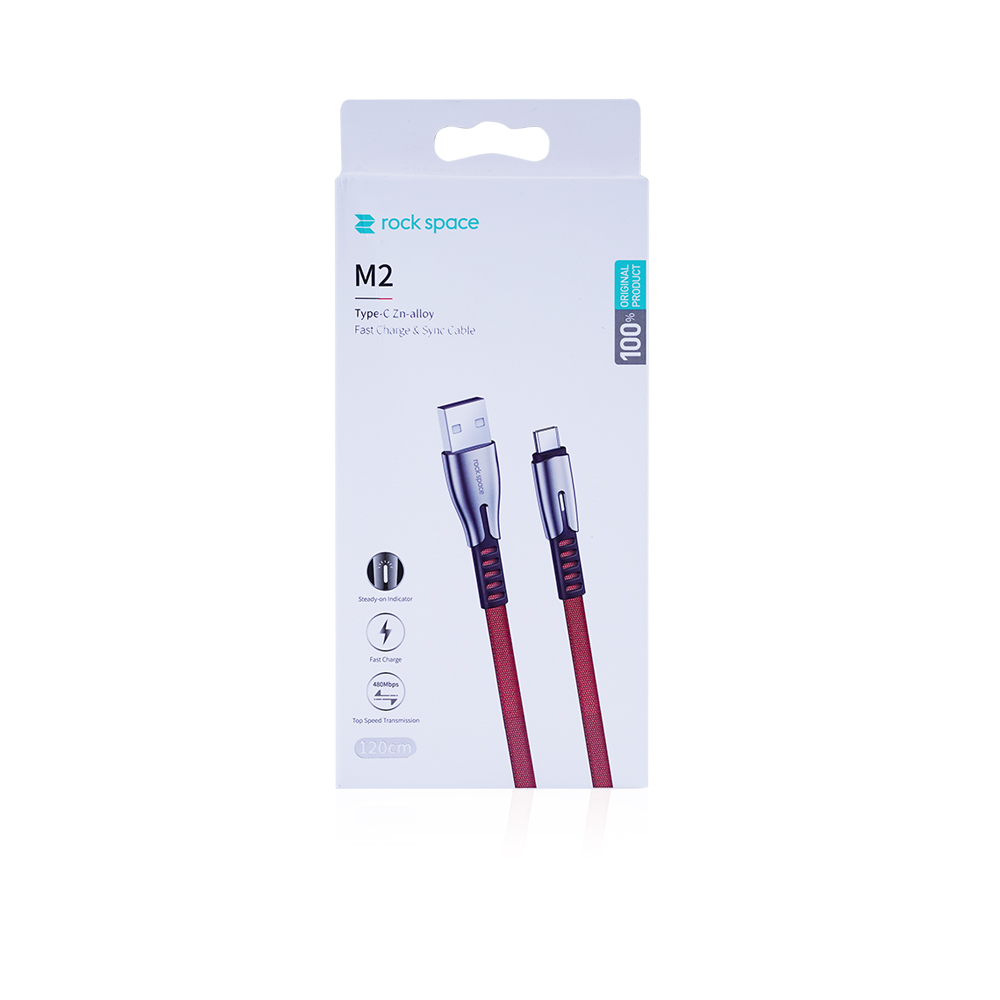 C4 C TO A 5A Charge & Sync Round Cable - Red