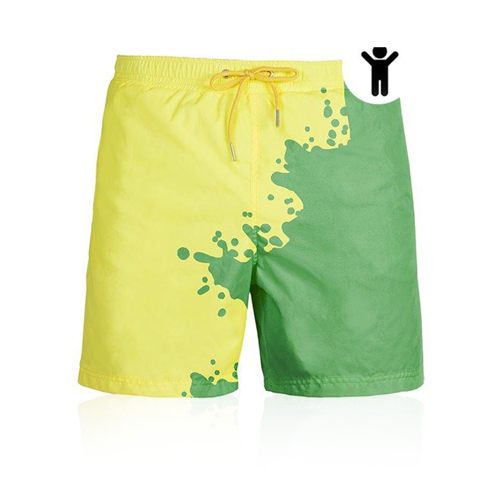 Swim Short For Kids - Green And Yellow