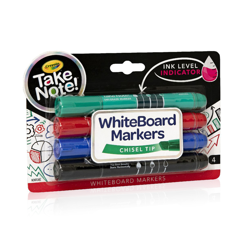 Take Note Broad Line Dry-erase Markers -  4 Colored Marker