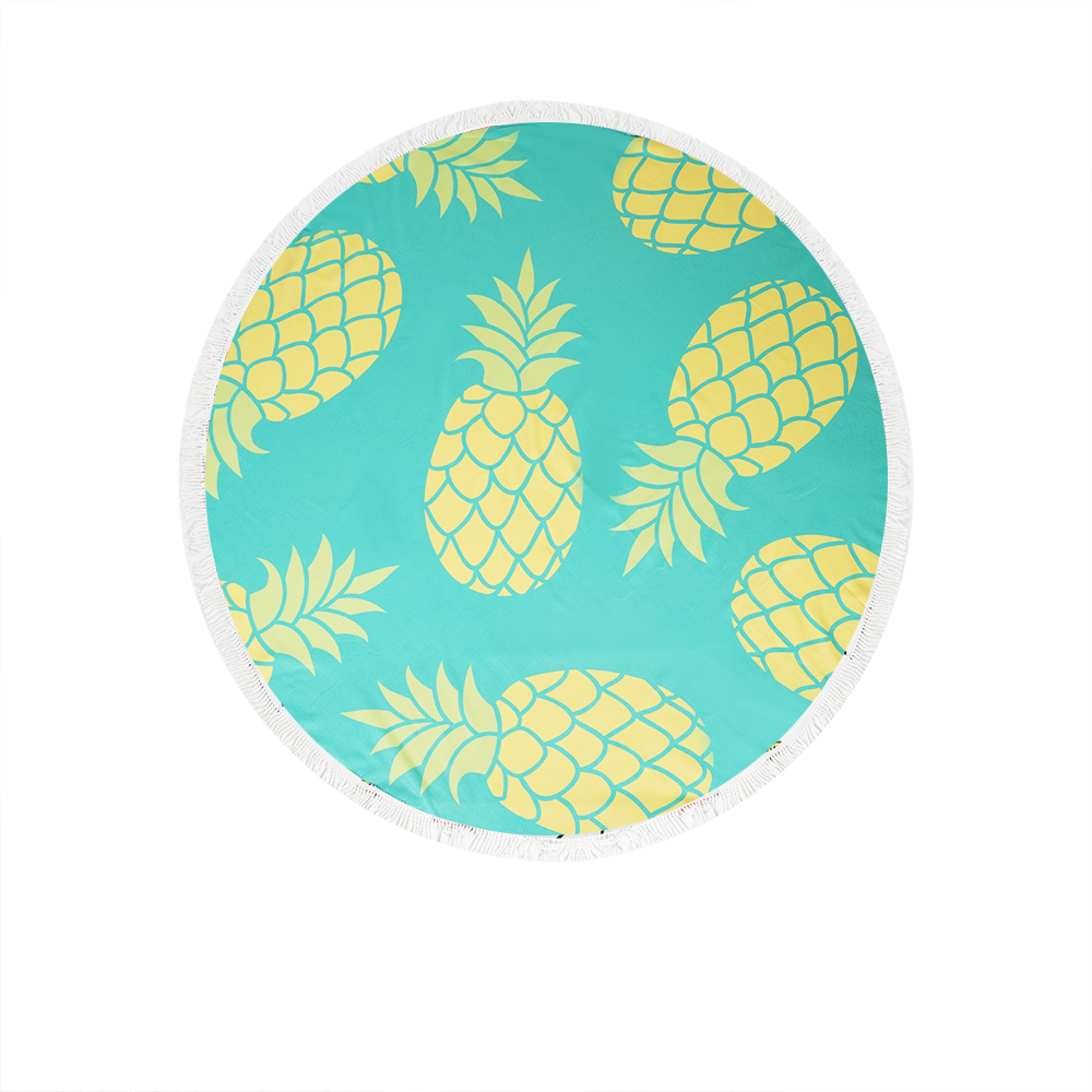 Round Beach Towel - Terquaise Pineapple 