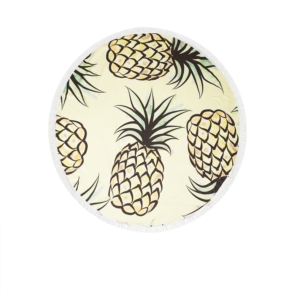 Round Beach Towel - Yellow Pineapple 