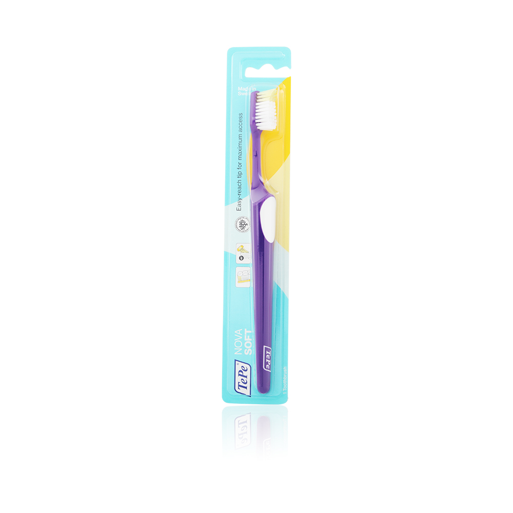 Nova Soft White Bristle Toothbrush - Purple & White